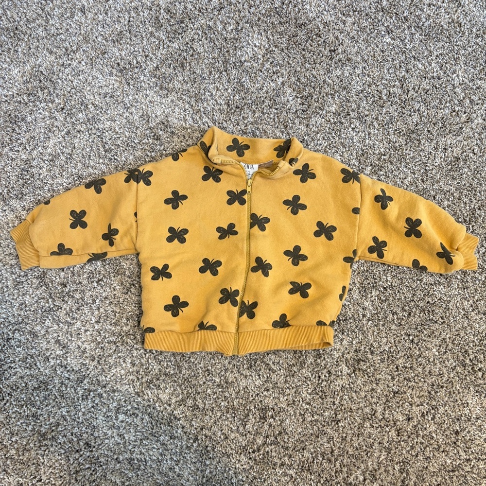 Zara Mustard Jacket with Black Butterfly Design